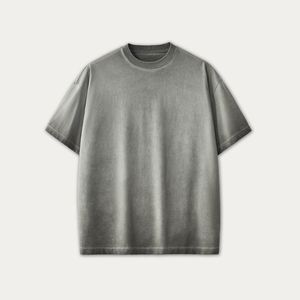 Camiseta de Gran Tamaño para Hombre, Estilo Hip Hop, 100% Algodón, Lavado Ácido, Cuello Redondo, Estilo Vintage - Product Image 1