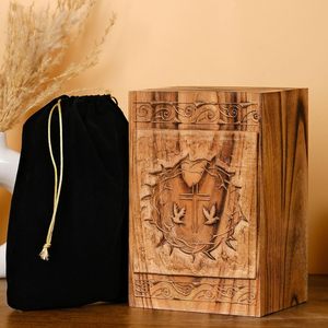 New Arrival Latest Design Wooden Adult Cremation Urns Funeral <b>Memorial</b> Hand Carved Standard Size Adult Human Ashes At Bulk Price - Product Image 4