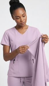 Premium Woven Spandex Hospital <b>Scrub</b> <b>Clothing</b> Set Lightweight Nursing Uniform with Functional Pockets Workwear - Product Image 5