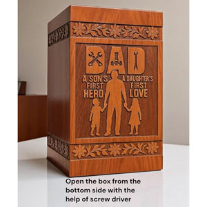 Wooden Cremation Urn Keepsake <b>Box</b> Carved <b>Memorial</b> Container Tabletop Ashes Casket Home Decor - Product Image 5