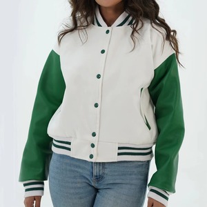 Premium Women Letterman Varsity <b>Jacket</b> Custom College Baseball Coat Wool Blend <b>Leather</b> OEM ODM Sample Service Available - Product Image 5