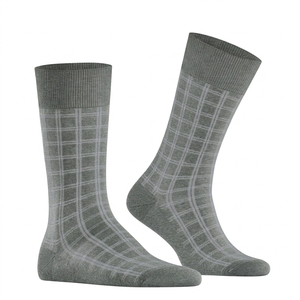 Chaussettes pour hommes personnalisées, chaussettes en tricot à carreaux gris respirantes, chaussettes décontractées d'automne - Product Image 1