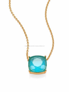 Good Looking Half Moon Shape Rose Quartz Gems Necklace Most <b>Beautiful</b> 925 Silver Gold Plated Pendant Necklace At Fashion Jewelry - Product Image 3