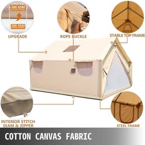 Grande Tenda da Campeggio in PVC 12x14ft con Parete Antitempesta, Impermeabile, con Foro per Stufa, per Avventure all'Aperto - Product Image 2