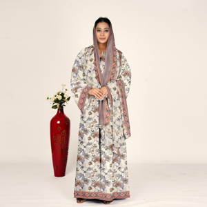 Abaya en mousseline imprimée florale avec foulard assorti pour femme, style ouvert sur le devant, tenue longue et modeste, vêtement islamique de style arabe - Product Image 3