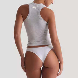 Camiseta sin mangas acanalada transpirable de diseño personalizado de fábrica para mujer, cuello alto, chaleco acanalado súper suave para mujer - Product Image 5