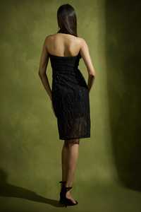Elegant <b>Gold</b> Sequined Anti-static Polyester Natural Sheath Straight <b>Dress</b> Backless Design Side Slit Mid-Calf <b>Formal</b> Evening Gown - Product Image 3