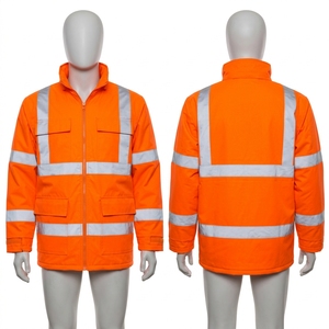 <b>Hi</b> <b>Vis</b> <b>Orange</b> Plus Size Work Jacket 300 GSM Heavyweight Waterproof CE Certified Oxford Polyester Silver Reflective Tape Custom - Product Image 1
