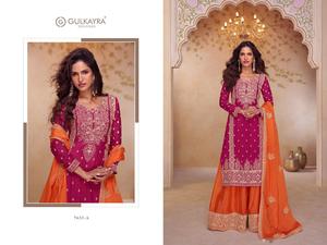 Traje Salwar Shagun de Diseñador Gulkayra, Tela Chinon Auténtica, Bordado y Trabajo a Mano, Ropa Étnica Elegante, Atuendo Festivo para Fiestas - Product Image 6