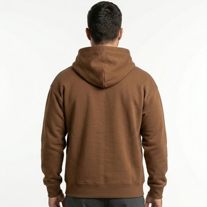 Brown <b>Zip</b> Up Men Hoodie Pullover Sweatshirt Custom Logo <b>Hooded</b> Jacket with Front Pockets - Product Image 2