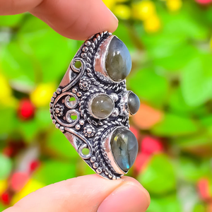 Bague en labradorite naturelle, argent sterling 925, bijoux en pierres précieuses, bague artisanale pour femmes - Product Image 2