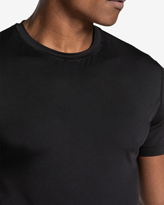 <b>Men's</b> <b>Black</b> <b>Slim</b> <b>Fit</b> Short Sleeve O-Neck Knitted T-<b>Shirt</b> Casual Solid Color Workout Top - Product Image 3