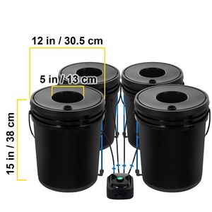 Sistema Idroponico DWC per Uso Domestico, Kit di Coltivazione a Acqua Profonda da 5 Galloni con 4 Secchi, Pompa e Pietra Porosa - Product Image 4