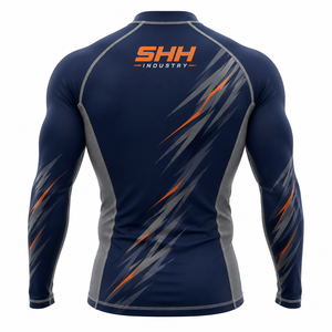 SHH Industries Custom <b>Men's</b> Navy Blue MMA BJJ Rash Guard Long Sleeve <b>Compression</b> <b>Shirt</b> Gym Fitness Sportswear OEM Manufacture - Product Image 2