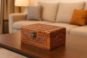 Eco-Friendly Rectangle <b>Wooden</b> <b>Box</b> for Jewelry Gift Storage-Soft Interior for Delicate Items Christmas Chinese New Year Tabletop - Product Image 5