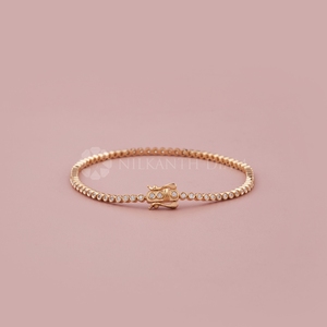 Brazalete Elegante con Diamantes Cultivados en Laboratorio, Corte Redondo, Engaste en Bisel, en Oro Sólido de 10K, 14K y 18K para Mujer, de la India - Product Image 2