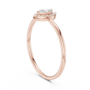 Bague de fiançailles en or massif avec halo de diamants taille marquise, bague de promesse minimaliste, bague halo en diamant naturel, petite bague de mariée empilable, cadeau - Product Image 4