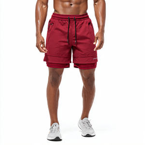 Pantalones Cortos Deportivos de Doble Capa con Cordón Ajustable en la Cintura para Hombre, Ropa de Gimnasio y Fitness, Pantalones Cortos 2 en 1 para Hombre, 100% Poliéster, Pantalones Cortos Deportivos de Doble Capa - Product Image 1