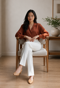 <b>White</b> Flare Pants High <b>Waist</b> <b>Elastic</b> Full Length Solid Color Women's <b>Trousers</b> Spring Regular Fit Anti-Wrinkle <b>Trouser</b> - Product Image 2