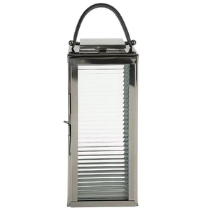 Gold Metal Lantern With Fluted Glass Panels Square Decorative <b>Candle</b> Holder <b>Hurricane</b> For Wedding Table Centerpieces And Home - Product Image 4