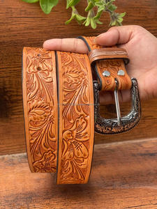 Hot Sale New Designer High Quality <b>Leather</b> <b>Belts</b> Hand <b>Tooled</b> Carving Stylish Brown Color <b>Belts</b> - Product Image 2