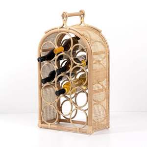 Stylish Natural Rattan Wine Rack For Decorative <b>Kitchen</b> Display And Easy Access To Favorite Wine Bottles - Product Image 1