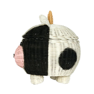 Cute Cow Shape Rattan Kids RoomStorage <b>Basket</b> Clothes Handwoven Laundry Bin Wicker Nursery Room Furniture Wholesale - Product Image 3
