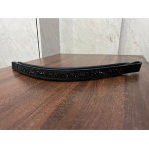 Frontal de cuero negro para caballo inglés con pedrería de cristal AB negra, acolchado curvo, cómodo y duradero, para brida de exhibición LLT - Product Image 1