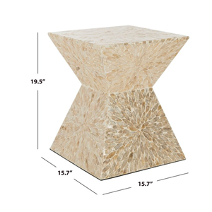 Elegante mesa cuadrada decorativa de capiz con detalles de nácar para sala de estar y dormitorio, mueble moderno para interiores. - Product Image 2