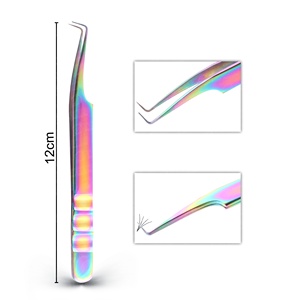 Pinzas para Extensión de Pestañas con Punta de Fibra de 90 Grados, Diseño Nuevo, Logotipo Personalizado, Color Arcoíris, Probadas a Mano, Pinzas Individuales para Extensión de Pestañas - Product Image 1