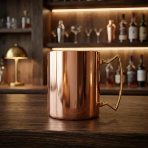 Mug à café en cuivre à double paroi isolé, design moderne pour adultes, usage domestique - Product Image 1
