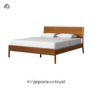 Cama litera premium de madera maciza de teca de mediados de siglo con cabecero tallado a mano para dormitorio, hotel, villa - Product Image 3