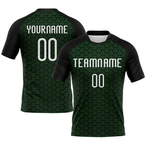 Nouvelle arrivée, maillot de volley-ball personnalisé vert herbe blanc-noir, forme géométrique, sublimation, court, séchage rapide, respirant, pour adultes - Product Image 1