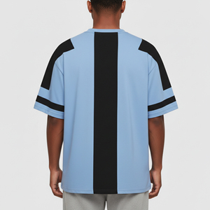 Nuevas camisetas de hombre a la moda, extragrandes, con hombros caídos, cuello redondo, manga corta, corte holgado, 100% algodón, 2 tonos, estilo hip hop. - Product Image 6