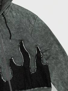 Sudadera con capucha para hombre, hombros caídos, estilo oversized, algodón grueso, forro polar, bordado estampado, estilo casual, streetwear. - Product Image 5