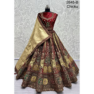 Colecciones de Lehenga Choli de viscosa para novias indias con trabajo Zarkhan de Fabzone - Product Image 4