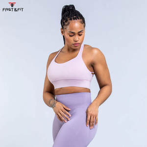 Soutien-gorge de sport long pour femme, maintien élevé, effet push-up, pour le yoga - Grande taille, léger, respirant, logo frontal - Product Image 4