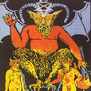 Tapiz de Algodón con Diseño de Tarot 'El Diablo', Pequeño, para Colgar en la Pared, Decoración del Hogar, Hermoso Diseño de Cartas del Tarot, por Indian Consigners - Product Image 1