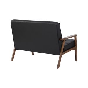 Canapé deux places moderne contemporain en PU, finition noyer, structure en bois massif, canapé compact de style mid-century pour appartement - Product Image 4