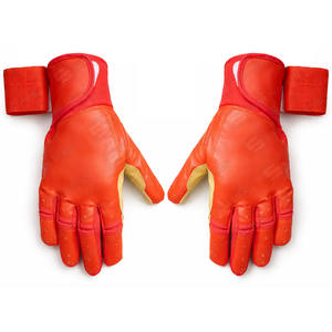 High Quality Genuine Cowhide Cabretta Leather Baseball Batting Gloves in Unique Orange & Beige Color Combination for Training - Product Image 5