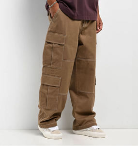 Pantalones Baggy de Nuevo Estilo, Color Crema, Estilo Urbano, Pantalones Anchos con Bolsillos Cargo, Pantalones Acampanados con Logotipo Personalizado para Hombre - Product Image 5