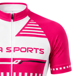 Maillot de Ciclismo Rosa Intenso y Blanco de Manga Corta con Cremallera Completa, Transpirable, de Secado Rápido, Ligero, para Ciclismo de Carreras - Product Image 3