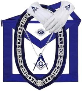 Ensemble de tablier de maçon de la Loge Bleue avec collier de la Loge Bleue et gants (Tablier + Collier de la Loge Bleue + Gants) - Product Image 1