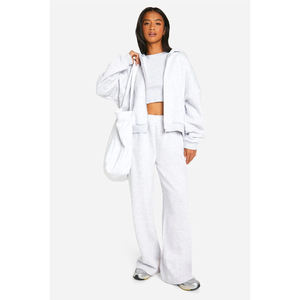 100% Cotton Tracksuit Sets Custom Logo Zip Up Sweatsuits And Jogger Pants Set Gym Sports Wear <b>Jogging</b> <b>Suits</b> Women - Product Image 4