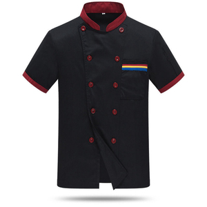 Veste de chef à manches courtes verte pour homme, uniforme avec fermeture à boutons, utilisation en restaurant et bar, tissu en coton tissé - Product Image 3