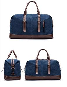 Sac de voyage en toile et cuir, fermeture éclair, imperméable, sac de week-end de haute qualité, LCTB-0096 - Product Image 6