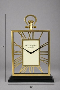 Horloge de bureau rectangulaire Mclaughlin & Scott en acier inoxydable, chiffres romains, mouvement à quartz silencieux, sans tic-tac, sonnerie horaire - Product Image 5