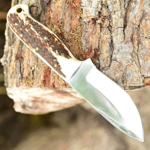 Couteau Skinner à pointe tombante en acier D2, fabriqué à la main par des maîtres artisans, manche en corne, lame fixe de qualité industrielle, pour l'extérieur, ODM - Product Image 5