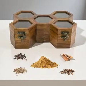 Organisateur de cuisine en bois durable avec compartiments pour herbes, assaisonnements et essentiels de cuisine quotidiens - Product Image 1
