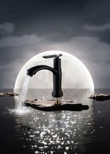 Grifo de lavabo moderno con manija negra, listo para enviar, grifo de lavabo montado en el encimera, modelo VN 128-T5 KSN Vietnam - Product Image 4